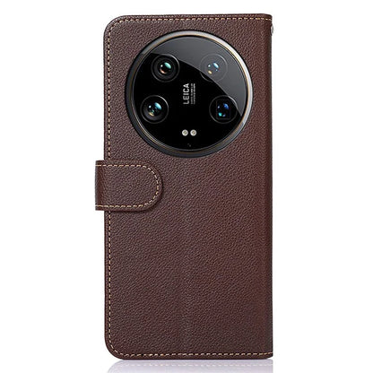 KHAZNEH For Xiaomi 14 Ultra Cell Phone Cases RFID Blocking Bump Proof Cover with Hand Strap