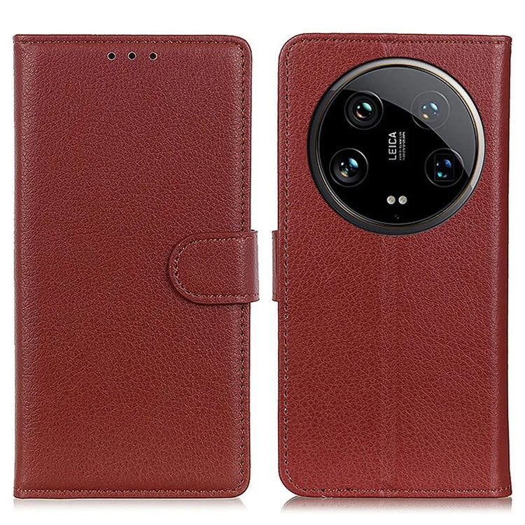 For Xiaomi 14 Ultra Case Litchi Texture Scratch-proof Phone Cover with Card Holder