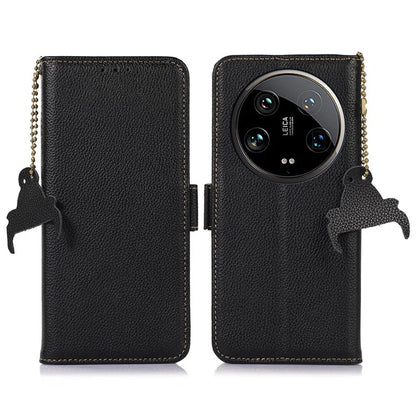 For Xiaomi 14 Ultra Case Anti-scratch Genuine Cow Leather RFID Blocking Phone Protector