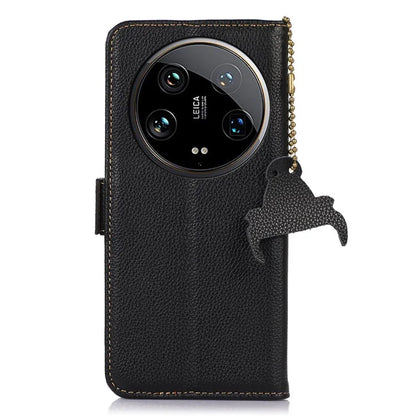 For Xiaomi 14 Ultra Case Anti-scratch Genuine Cow Leather RFID Blocking Phone Protector