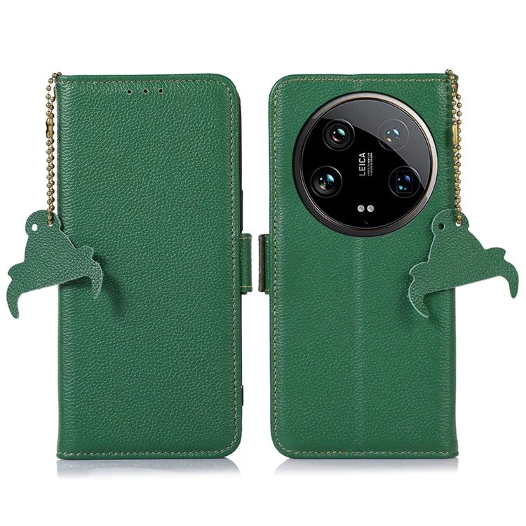 For Xiaomi 14 Ultra Case Anti-scratch Genuine Cow Leather RFID Blocking Phone Protector