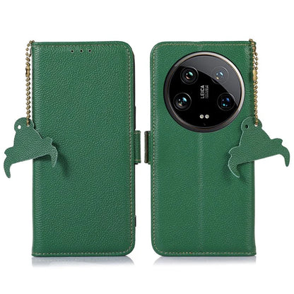 For Xiaomi 14 Ultra Case Anti-scratch Genuine Cow Leather RFID Blocking Phone Protector