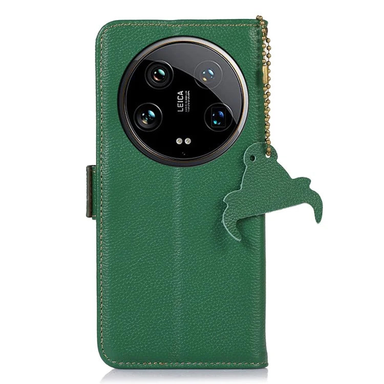 For Xiaomi 14 Ultra Case Anti-scratch Genuine Cow Leather RFID Blocking Phone Protector