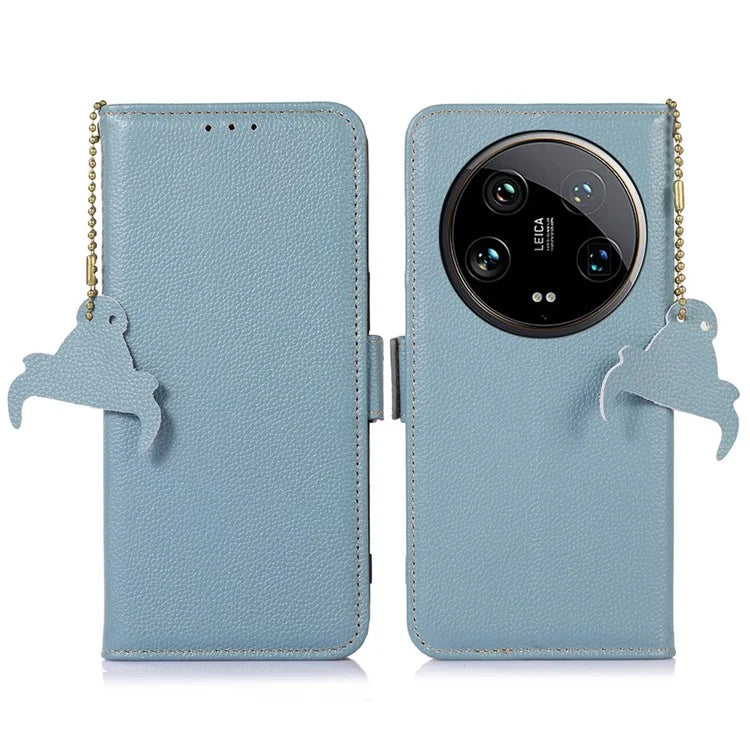 For Xiaomi 14 Ultra Case Anti-scratch Genuine Cow Leather RFID Blocking Phone Protector