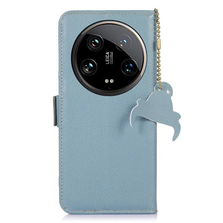 For Xiaomi 14 Ultra Case Anti-scratch Genuine Cow Leather RFID Blocking Phone Protector