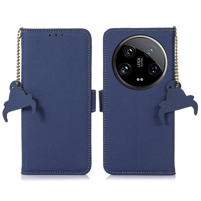 For Xiaomi 14 Ultra Case Anti-scratch Genuine Cow Leather RFID Blocking Phone Protector