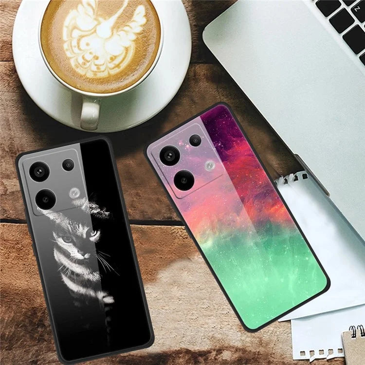 For Xiaomi Redmi Note 13 Pro 5G / Poco X6 5G Pattern Printing Case PC+Tempered Glass+TPU Phone Cover