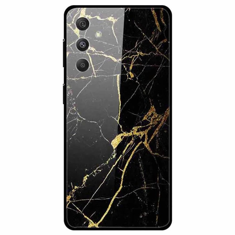 For Samsung Galaxy S24 Case Pattern Printing Tempered Glass+TPU+PC Phone Cover