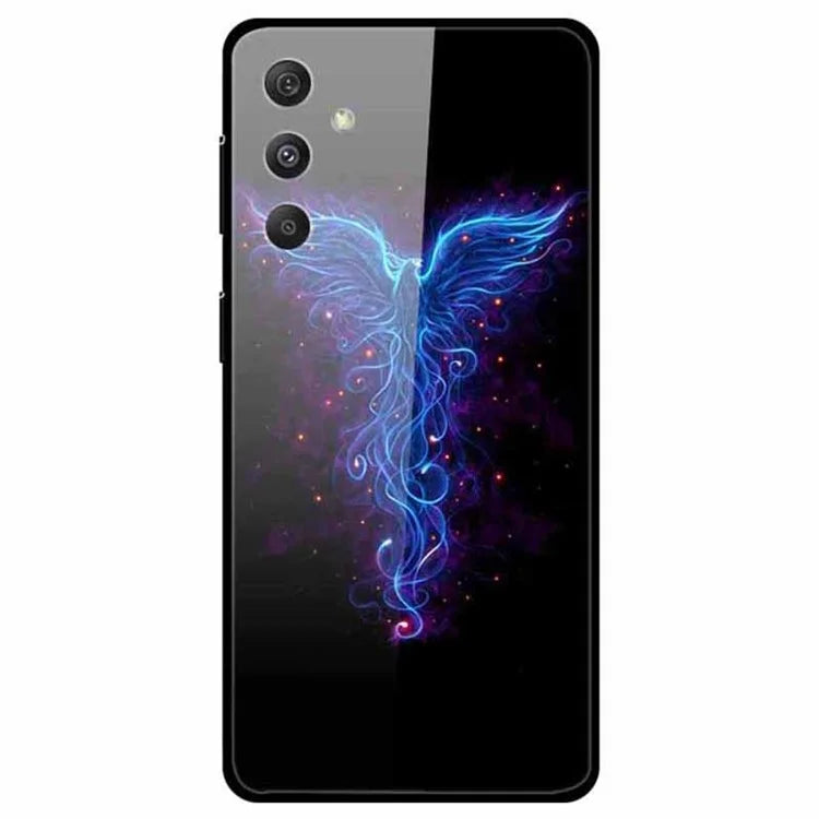For Samsung Galaxy S24 Case Pattern Printing Tempered Glass+TPU+PC Phone Cover