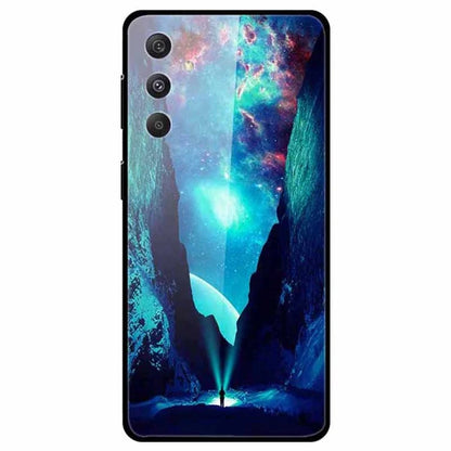 For Samsung Galaxy S24 Case Pattern Printing Tempered Glass+TPU+PC Phone Cover