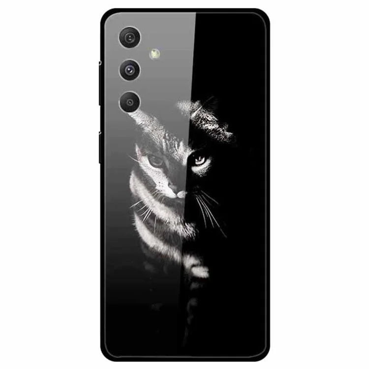 For Samsung Galaxy S24 Case Pattern Printing Tempered Glass+TPU+PC Phone Cover