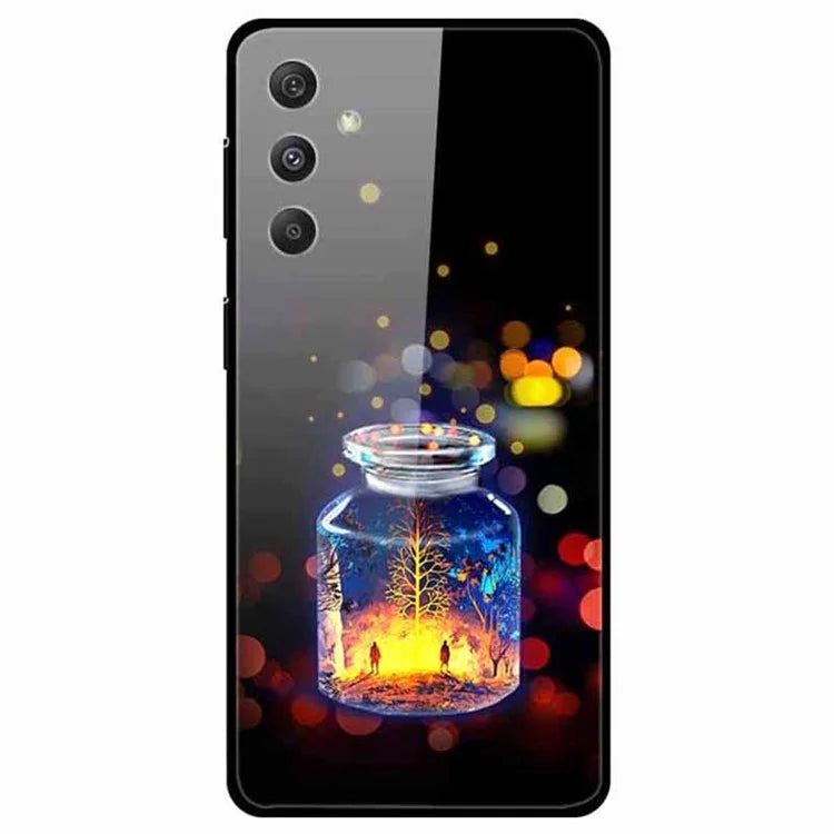 For Samsung Galaxy S24 Case Pattern Printing Tempered Glass+TPU+PC Phone Cover