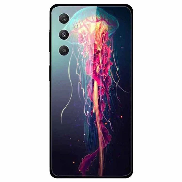 For Samsung Galaxy S24 Case Pattern Printing Tempered Glass+TPU+PC Phone Cover