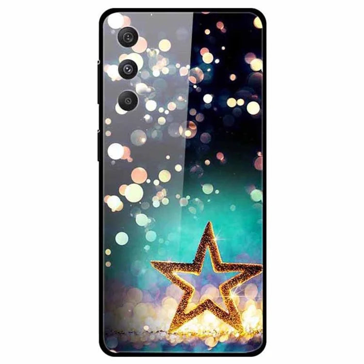 For Samsung Galaxy S24 Case Pattern Printing Tempered Glass+TPU+PC Phone Cover