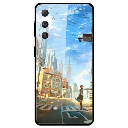 For Samsung Galaxy S24 Case Pattern Printing Tempered Glass+TPU+PC Phone Cover
