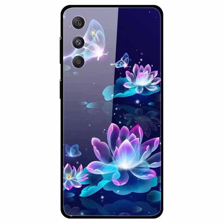 For Samsung Galaxy S24 Case Pattern Printing Tempered Glass+TPU+PC Phone Cover