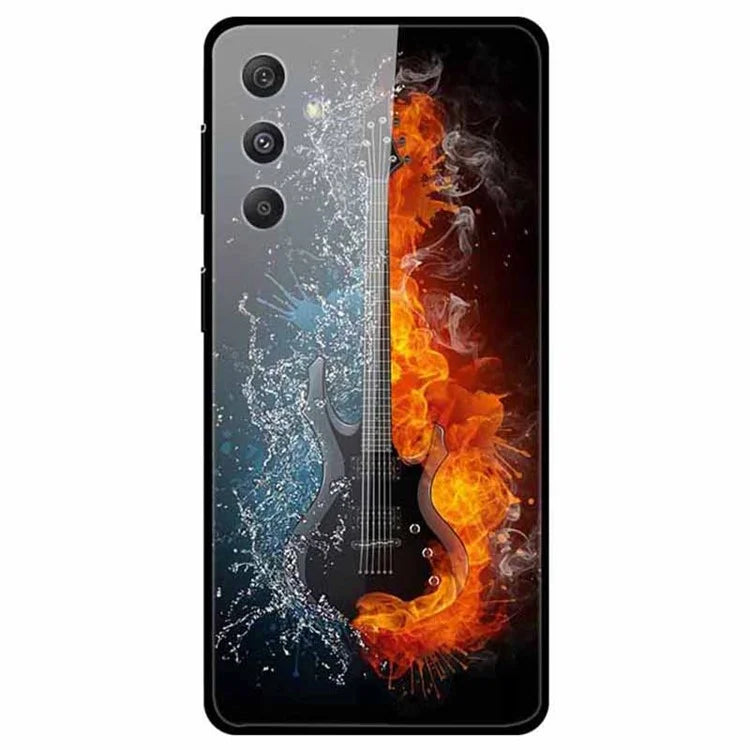 For Samsung Galaxy S24 Case Pattern Printing Tempered Glass+TPU+PC Phone Cover