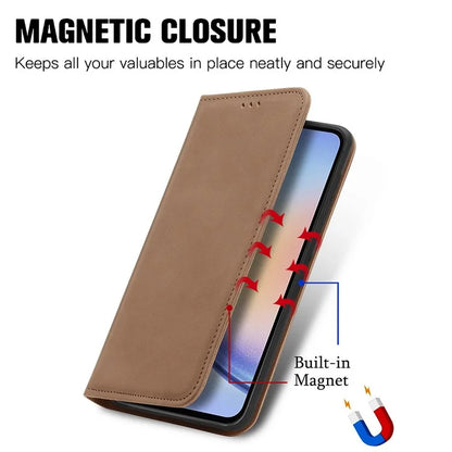 For Samsung Galaxy A34 5G Card Slots Phone Stand Case Skin-Touch Feeling PU Leather Phone Cover