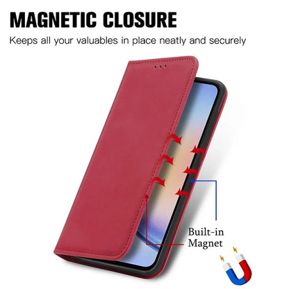 For Samsung Galaxy A34 5G Card Slots Phone Stand Case Skin-Touch Feeling PU Leather Phone Cover