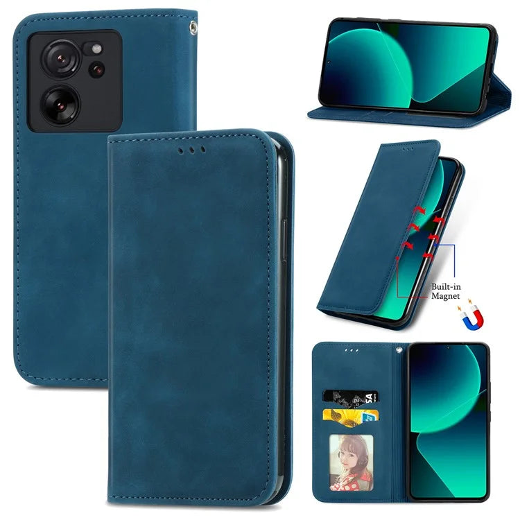 For Xiaomi 13T Pro / 13T / Redmi K60 Ultra Phone Cover Card Slots Skin-touch Feeling PU Leather Phone Stand Case