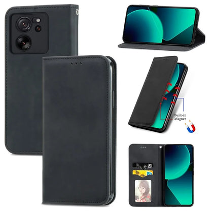 For Xiaomi 13T Pro / 13T / Redmi K60 Ultra Phone Cover Card Slots Skin-touch Feeling PU Leather Phone Stand Case