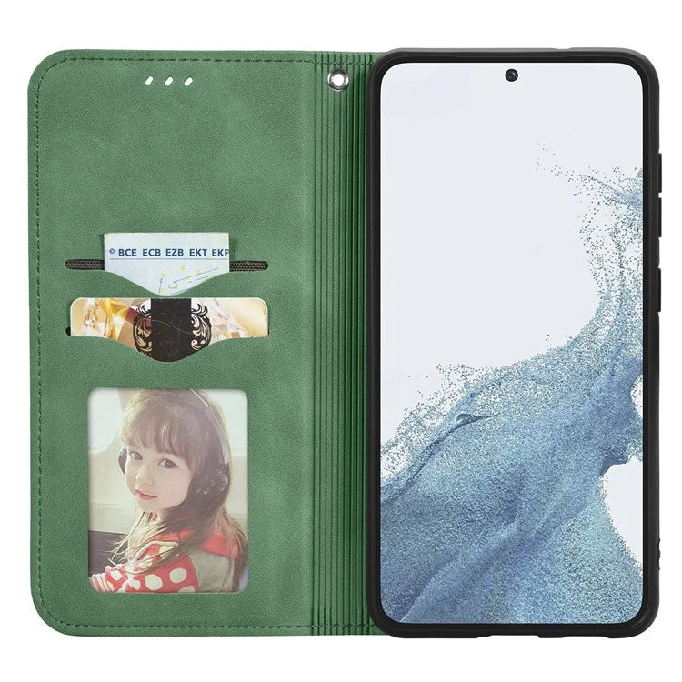 Card Slots Phone Stand Case for Samsung Galaxy S23 Skin-Touch Feeling PU Leather Phone Shell