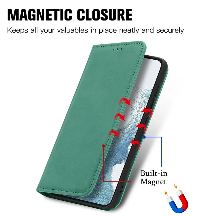 Card Slots Phone Stand Case for Samsung Galaxy S23 Skin-Touch Feeling PU Leather Phone Shell