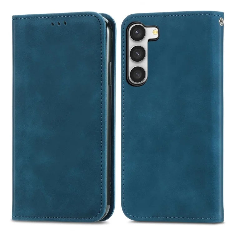 Card Slots Phone Stand Case for Samsung Galaxy S23 Skin-Touch Feeling PU Leather Phone Shell