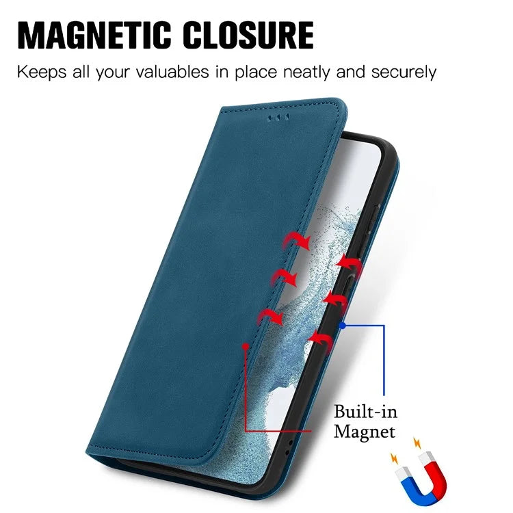 Card Slots Phone Stand Case for Samsung Galaxy S23 Skin-Touch Feeling PU Leather Phone Shell
