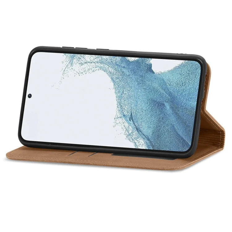 Card Slots Phone Stand Case for Samsung Galaxy S23 Skin-Touch Feeling PU Leather Phone Shell