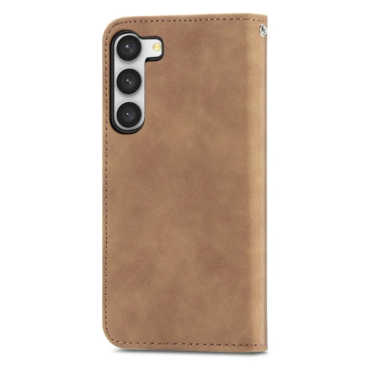 Card Slots Phone Stand Case for Samsung Galaxy S23 Skin-Touch Feeling PU Leather Phone Shell