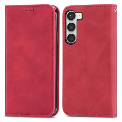 Card Slots Phone Stand Case for Samsung Galaxy S23 Skin-Touch Feeling PU Leather Phone Shell