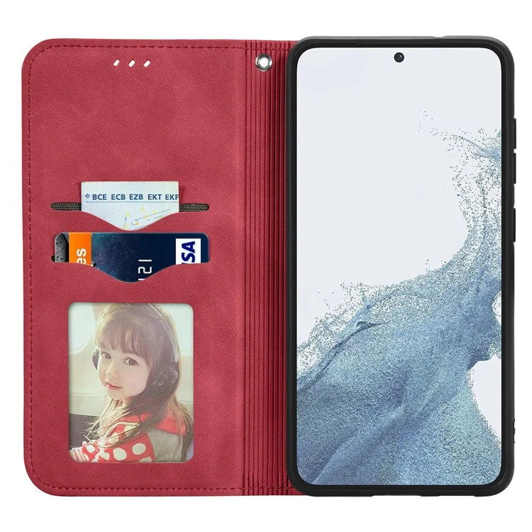 Card Slots Phone Stand Case for Samsung Galaxy S23 Skin-Touch Feeling PU Leather Phone Shell