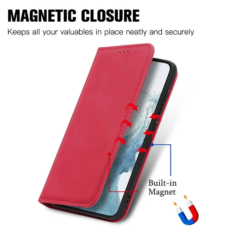 Card Slots Phone Stand Case for Samsung Galaxy S23 Skin-Touch Feeling PU Leather Phone Shell
