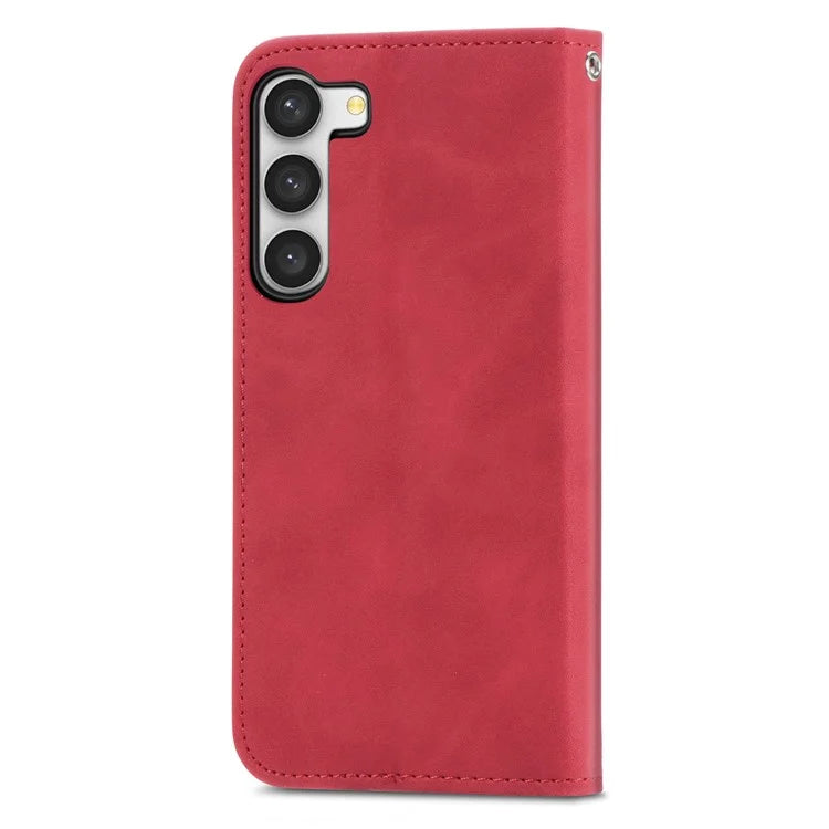 Card Slots Phone Stand Case for Samsung Galaxy S23 Skin-Touch Feeling PU Leather Phone Shell