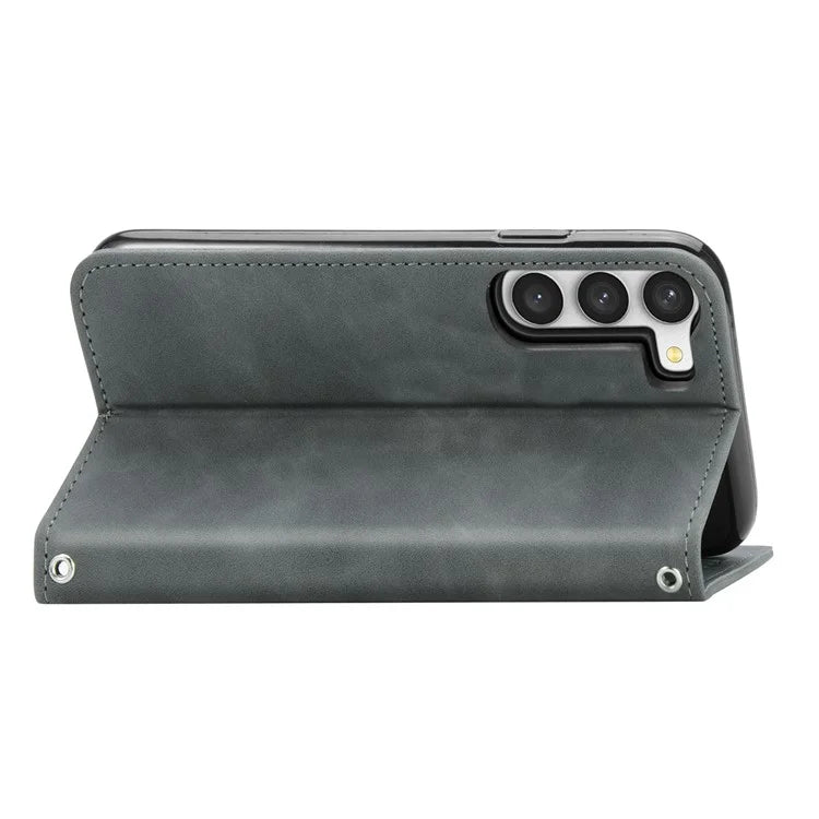 Card Slots Phone Stand Case for Samsung Galaxy S23 Skin-Touch Feeling PU Leather Phone Shell