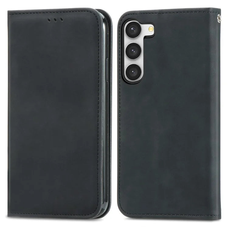 Card Slots Phone Stand Case for Samsung Galaxy S23 Skin-Touch Feeling PU Leather Phone Shell