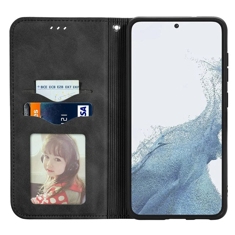 Card Slots Phone Stand Case for Samsung Galaxy S23 Skin-Touch Feeling PU Leather Phone Shell