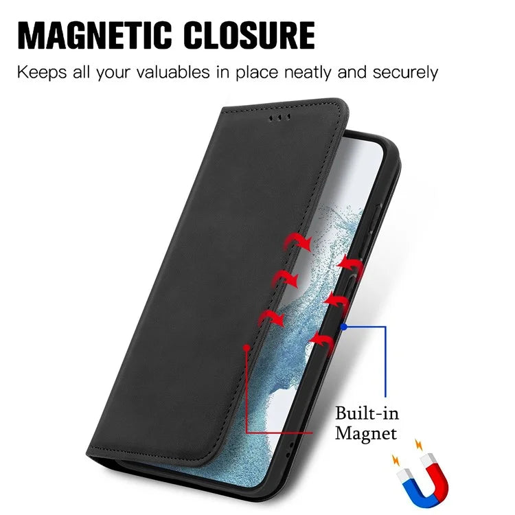 Card Slots Phone Stand Case for Samsung Galaxy S23 Skin-Touch Feeling PU Leather Phone Shell