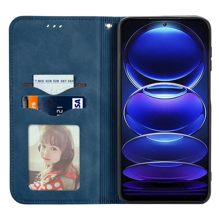 For Xiaomi Poco X5 Pro 5G / Redmi Note 12 Pro Speed 5G / Redmi Note 12 Pro 5 Case Card Slots Skin-touch Phone Stand Leather Cover
