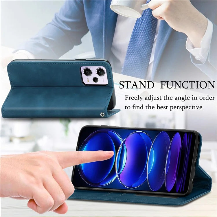 For Xiaomi Poco X5 Pro 5G / Redmi Note 12 Pro Speed 5G / Redmi Note 12 Pro 5 Case Card Slots Skin-touch Phone Stand Leather Cover