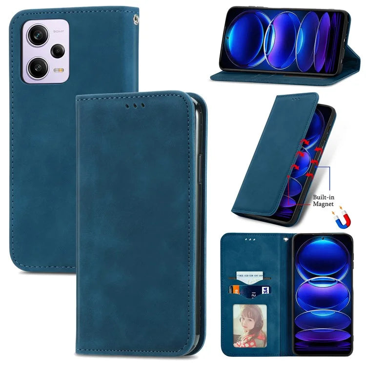 For Xiaomi Poco X5 Pro 5G / Redmi Note 12 Pro Speed 5G / Redmi Note 12 Pro 5 Case Card Slots Skin-touch Phone Stand Leather Cover