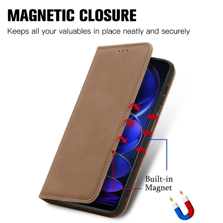For Xiaomi Poco X5 Pro 5G / Redmi Note 12 Pro Speed 5G / Redmi Note 12 Pro 5 Case Card Slots Skin-touch Phone Stand Leather Cover