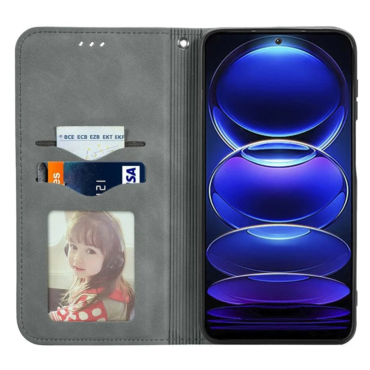 For Xiaomi Poco X5 Pro 5G / Redmi Note 12 Pro Speed 5G / Redmi Note 12 Pro 5 Case Card Slots Skin-touch Phone Stand Leather Cover