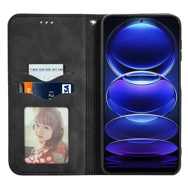 For Xiaomi Poco X5 Pro 5G / Redmi Note 12 Pro Speed 5G / Redmi Note 12 Pro 5 Case Card Slots Skin-touch Phone Stand Leather Cover