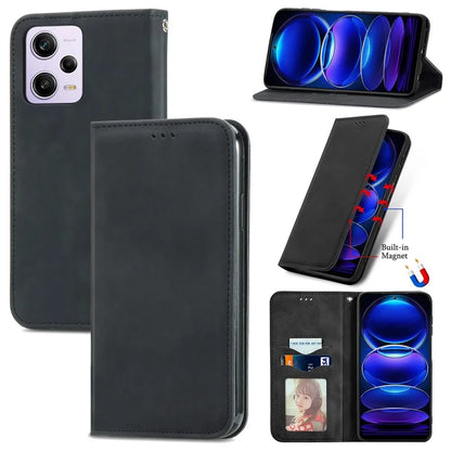 For Xiaomi Poco X5 Pro 5G / Redmi Note 12 Pro Speed 5G / Redmi Note 12 Pro 5 Case Card Slots Skin-touch Phone Stand Leather Cover