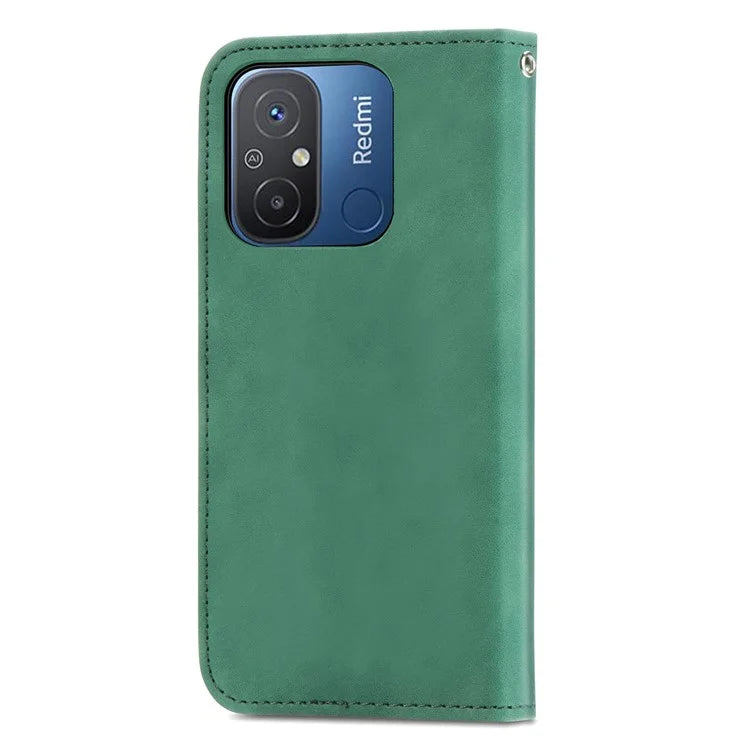 Slim-Fit Phone Stand Case for Xiaomi Redmi 12C 4G / 11A 4G Skin-Touch Feeling Card Slots PU Leather Phone Shell