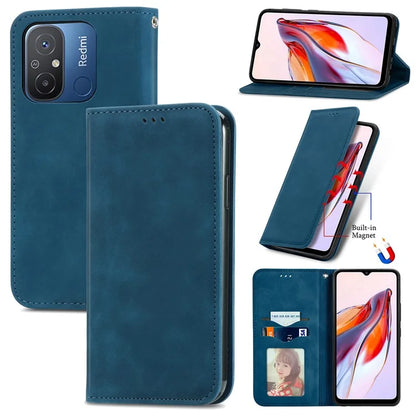 Slim-Fit Phone Stand Case for Xiaomi Redmi 12C 4G / 11A 4G Skin-Touch Feeling Card Slots PU Leather Phone Shell