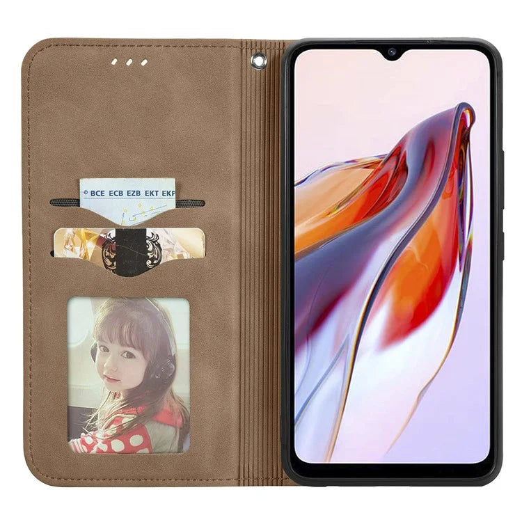 Slim-Fit Phone Stand Case for Xiaomi Redmi 12C 4G / 11A 4G Skin-Touch Feeling Card Slots PU Leather Phone Shell