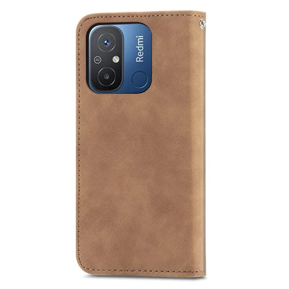 Slim-Fit Phone Stand Case for Xiaomi Redmi 12C 4G / 11A 4G Skin-Touch Feeling Card Slots PU Leather Phone Shell